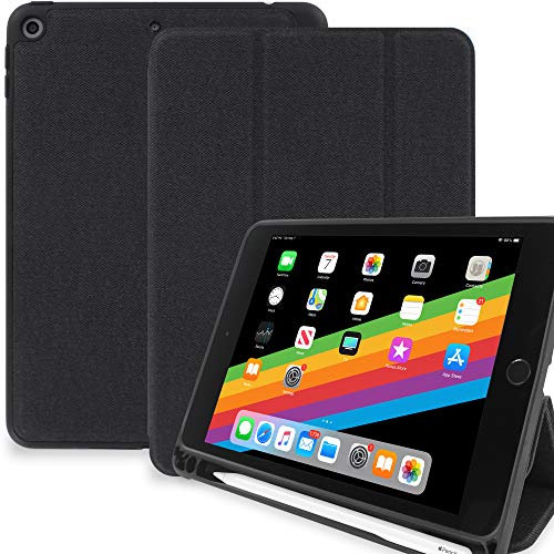 KHOMO iPad Mini 5 Case (2019) Smart Cover Schutzhülle mit Stifthalter für Apple Pencil 1 - Dunkelgrau