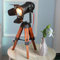 DELUCE Industrial Wood Table Lamps, Vintage Small Retro Desk Light Fittings for Living Room, Bedroom, Spotlight Tripod Standing Floor Lighting, Searchlight for Studio,Office-Edison Bulb not Include