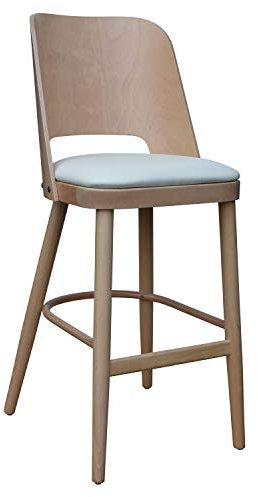 Barhocker Barstuhl Tresenhocker Holz Buche Höhe 69cm für Gastro Bistro Cafe Küche, Natur lackiert mit Polstersitz Kunstleder, fertig montiert. Belastbarkeit 120 kg *TB011