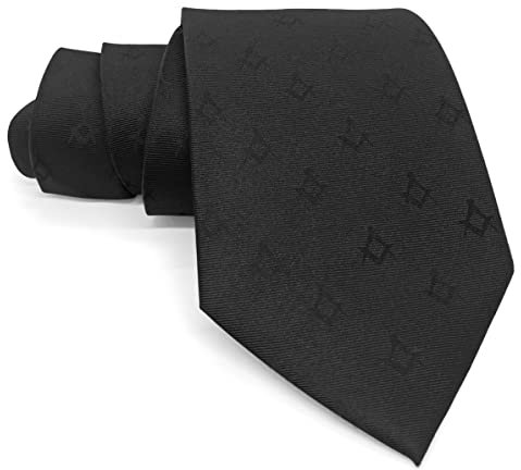 THE MASONIC COLLECTION - Quadrat und Kompass Schwarze Krawatte für Herren – handgefertigt – besser knoten und aufhängen - Freimaurer Geschenke für Männer