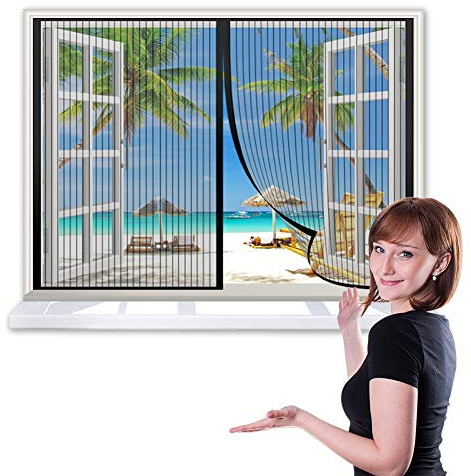 CHENG Zanzariera Porta Finestra Magnetica 100x160cm Zanzariera Porta, Totalmente Magnetica Controllo degli Insetti, per Finestre A Battenti - Nero