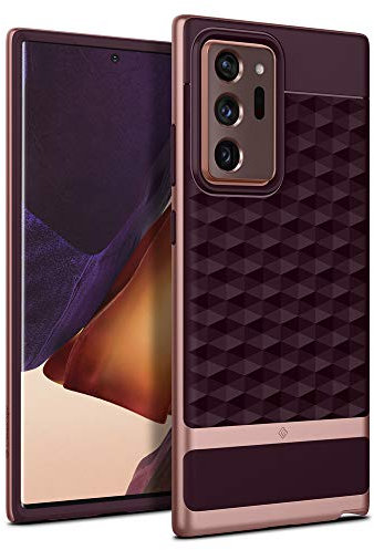 Caseology Parallax Kompatibel mit Samsung Galaxy Note 20 Ultra Hülle Stylisch Burgundy 3D Muster und PC Rahmen Stoßfest Modische Handyhülle Case für Samsung Galaxy Note 20 Ultra - Burgundy