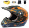 Motorradhelm, Motocross Helm für Kinder, Cross-Helm mit Handschuhe, Maske, Brille, ATV, MTB, Orange, 57-58cm