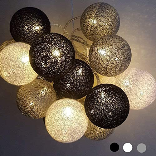Fairy Lights LED String Lights Battery Indoor - 3.3M 20 Pcs Cotton Ball String Lights White Xmas Fairy Lights Starry Wall Light Wedding Party Home Christmas Decoration