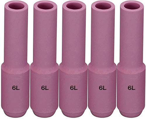 RIVERWELD WIG Aluminiumoxid-Düsen Keramik-Schutzbecher 10N48L #6L 9,5 mm Passend für DB PTA SR WP 17 18 26 TIG-Schweißbrenner Packung mit 5 Stück