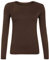 Women Long Sleeve T-Shirt Top Basic Casual Plain Stretch Vest Body Blouse Tee Layering, M/L 12-14, Chocolate Brown