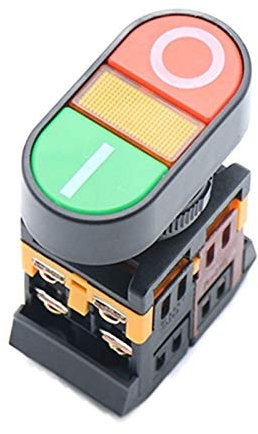 Pushbutton Switches, 2 Buttons P-NC Momentary Double Head Push Button Switch With LED，AC ON/OFF START STOP 1 NO NC ， Switches (Color : Beige)