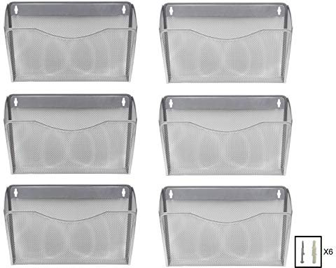 EasyPAG Metall Querformat A4 Zeitschriftenhalter Wand Zeitschriften Wandhalter Aktenablage Dokumentenhalter Hängend Magazin Organizer,6er-Pack,Silber