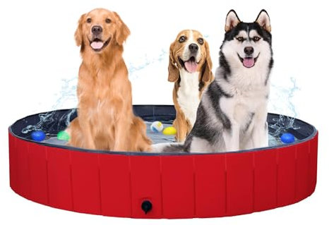 Favuit Piscine pour Chien Pliable, Baignoire Chiens et Chats Pataugeoire pour Grands Chiens et Petits Chiens en PVC Stable et Antidérapant Piscine de Bain Portable pour Animaux de Compagnie