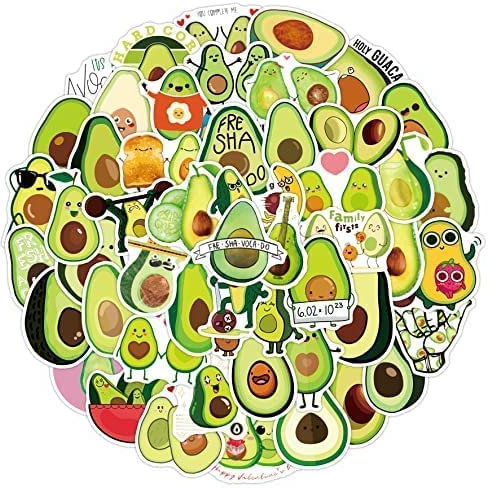 Premium Comic Aufkleber Set 50 Stück - für Fahrrad, Skateboard, Laptop, PS4 etc. - hohe Klebkraft - coole Vinyl Sticker Jungen und Mädchen (Set Avocado)