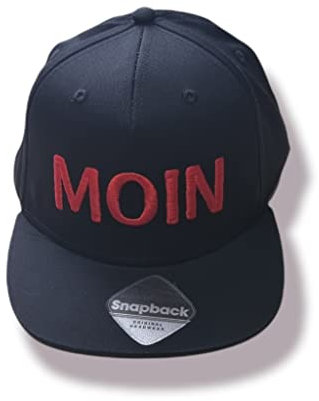5 Panel Snapback Cap, Bestickt in 3D Optik mit dem Text Moin