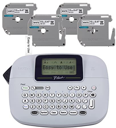 BROTHER PT-M95 P-Touch Lot d'étiqueteuses (4 Rubans d'étiquettes Inclus)