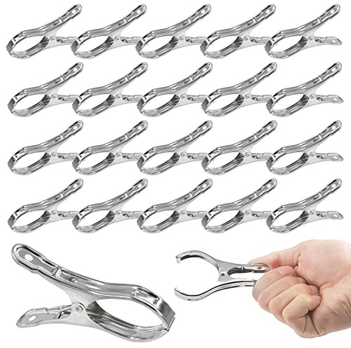 Wokape 40 clip da giardino in acciaio inox da 8,9 cm, morsetti resistenti con grande apertura, clip per la presa forte per serra, rete di copertura delle piante, telo da giardino, telo mare, mollette,