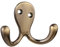 HASWARE 6 PCS Double Prong Robe Hook, Dual Coat Hooks with 12 Pieces Screws Wall Mounted Hooks Robe Hooks Hangers Heavy Duty for Hanging Hat Tie Clothes Coats Towel Keys for Bedroom (Antique Brass)