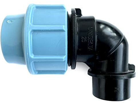 UNIDELTA Klemmverbinder Winkel 90° 3/4 Zoll 16 bar Innengewinde Wasserleitung Trinkwasser Kupplung PE-Rohr | Schlauchverbinder BewässerungssystemKlemmfitting Bogen Kunststoffkupplung Wasserrohr 20 mm