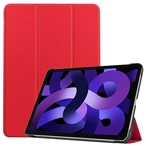 Kepuch Custer Funda para iPad Air 11 2025 2024 / iPad Air 5 10.9 2022 / iPad Air 4 10.9 2020 / iPad Pro 11 2018,Slim Smart Cover Fundas Carcasa Case Protectora de PU-Cuero - Rojo