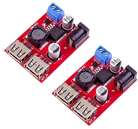 Double USB DC-DC Step Down Converter 6V-40V bis 5V 3A Spannunswandler Buck Charge Power Supply Module (2 Pack)