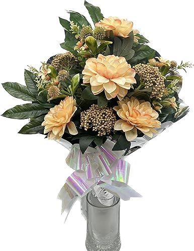 PLUS HOME Ramo para Cementerio de Flores Artificiales de Tela para Todos los Santos Medida + -78cm.ENCARADO DALIAS SALMÓN