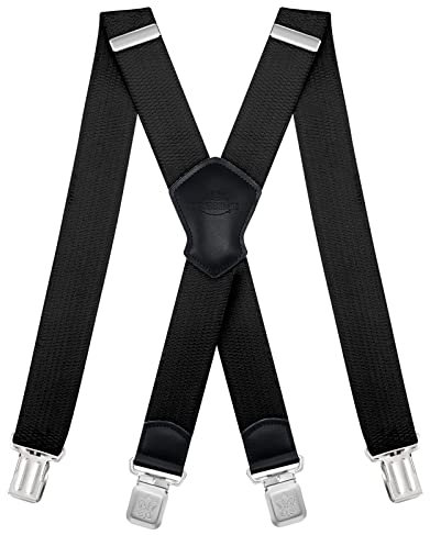 Dresime Hosenträger für Herren mit 4 starken Clips 4cm breit, X Form elastisch einstellbar Länge für Männer und Damen Overalls Jeans, Arbeitshosen, Jumpsuits, Motorradhosen, etc.