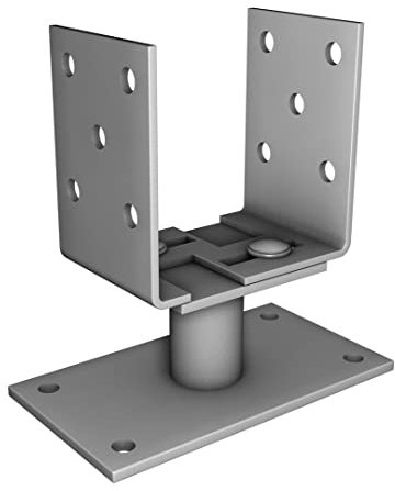 Pollmann®Baubeschläge 4953060 Pfostenträger U-Form verstellbar, zum Aufdübeln Höhe 60 mm