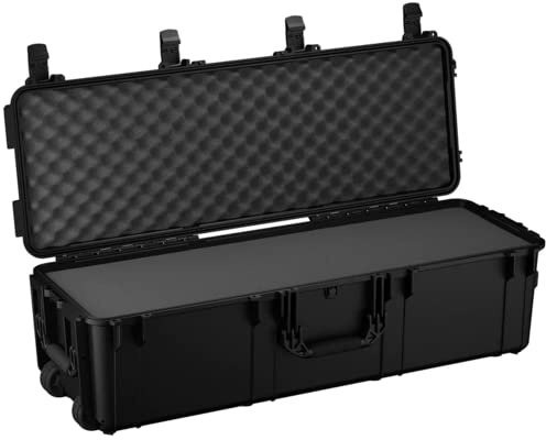 Condition 1 45” Long Hard Shell Carrying Case with Wheels, Waterproof, Protective, Heavy-Duty, Portable Storage Box for Music Equipment, Camera, Electronics, Hunting Travel Case, Black, 2191, Black,,