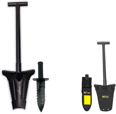 Xforst Spaten mit Würzelsäge X-SZ1+ Grabungsmesser X-GM300, ideal für Metaldetektor, Survivor, Camping und Garten