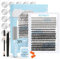 DIY Lash Extension Kit Lash Clusters with 300Pcs Individual Lashes, 5ml Black Cluster Lash Glue, Remover 1 Lash Applicator for DIY Eyelash Extension at Home(20D+40D+50D-9-16Mix&Black Glue)
