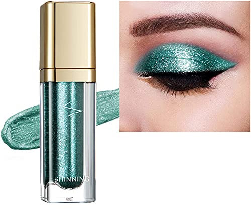 Flüssiger Lidschatten,Flüssiger Lidschatten Glitzer,Flüssiger Lidschatten Wasserfest,Liquid Eyeshadow Makeup Langlebige Shiny Glitter Wasserdicht Schimmer (Pfauengrün)
