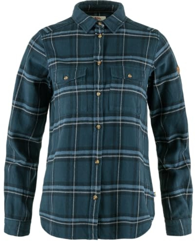 Fjällräven Damen Övik Heavy Flannel Hemd, Indigo Blue/Dark Navy, L