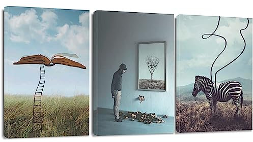Artscope 3 Teilig Leinwandbilder mit Spaß Neues Konzept Abstrakte Motiv Kunstdruck - Moderne Wandbild für Badezimmer Wohnzimmer Wanddekoration - 30 x 40 cm