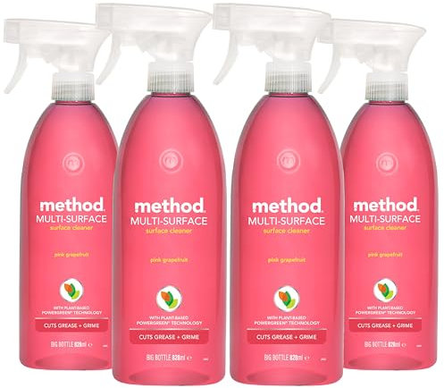 Method All Purpose Cleaner Spray, Cuts Grease and Grime, Surface Cleaner, Pink Grapefruit Scent, Pack of 4, 4x 828ml