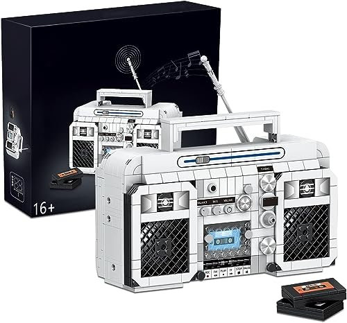 Auspcers Technik Radio Building Kit, 645 PCS 3D Building Bricks Toy Building Vintage Radio Model Micro, Retro Radio Model Building Blocks