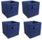 JaHECOME Set of 4 Fabric Storage Boxes Dark Blue Foldable Cube Storage Boxes Storage Bins Organizer Basket with Handles for Drawers Shelves in Bedroom, Nursery Office, Playroom (DARK BLUE)