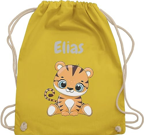 Turnbeutel Rucksack - Tiere - Süßer Tiger Tigers Wildkatze - Unisize - Gelb - wechselwäsche beutel kita personalisierter stoffbeutel kinder personalisierte geschenke sportbeutel tasche