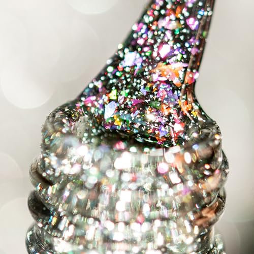 BURANO Reflective UV Gel Nagellack, Gel Farben fuer Naegel 7.3ml Glitzer Nagel Gel, UV glitzer nagellack glitzernagellack gel nails metallic spiegeleffekt (YH13)