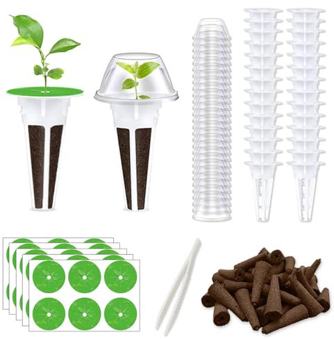 Casenly Kit de Culture Hydroponique, 121 Pièces Kit de Dosettes Hydroponiques Éponges de Croissance des Racines de Remplacement pour Légumes Fleurs avec 30 Éponges de Culture 30 Paniers Plantation
