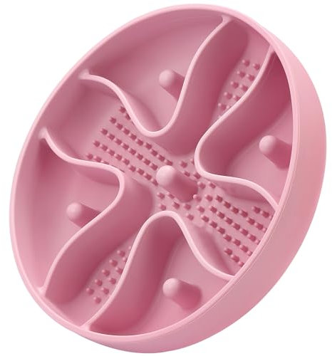Doweiss Anti Schling Napf para Perros y Gatos - Comedero Lento de Silicona, Inserto para Plato (Rosa)