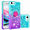 Reevermap iPhone SE 2020 Phone Case iPhone 8 Case iPhone 7 Case iPhone SE 2022 Case with Ring Holder Kickstand, Clear Glitter Liquid Floating Silicone 360 Rotating Case for Girls Women, Blue & Purple