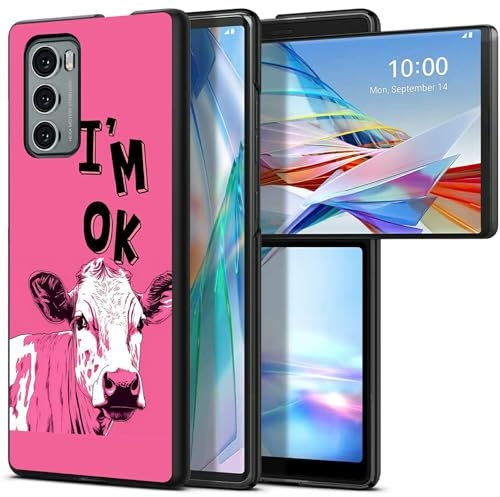 BWEGRHE I'm OK Custodia per LG Wing 5G, custodia rigida sottile in PC antiurto con ricarica wireless per LG Wing 5G (2020)