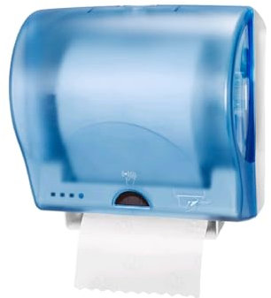 Dispensador automático de Toallas de Papel con batería y célula de Infrarrojos para baño, Ideal para Habitaciones con Poco Espacio, de plástico, 33 x 33 x 24 cm, Azul