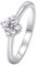 Whoiy Damen Trauring Gold 585, Echtgold Ehering 0.3ct Moissanit Runder Schnitt Solitär Hochzeit Verlobungsringe Echt Weisgold 14 Karat Ring für Frauen Gr. 65 (20.7)