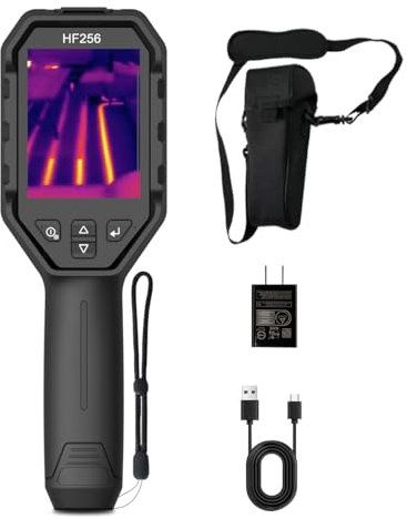 HSFTOOLS HF256 - Telecamera termica per immagini (risoluzione IR), 256 x 192, termocamera 320 x 240, display LCD da 3,2 pollici, frequenza frame 25 Hz, allarme alta e bassa