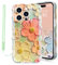 Micoden for iPhone 14 Pro Case Oil Retro Floral Print Curly Wave Silicone Case Aesthetic Fashion Flower Girls Women Phone Case with Strap for iPhone 14 Pro Green