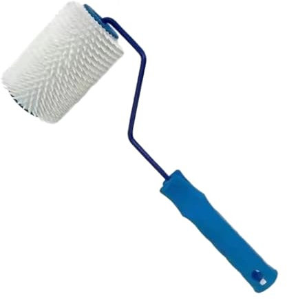 perfk Stachelwalze Boden Selbstnivellierender Estrich Stachelwalze Komfortabler Griff Manuelle Laminier-Farbwalze Entfernt Blasen, 4 Zoll