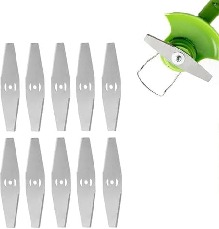 Uezeth Brush Cutter Blade Metal Blades, Strimmer Cordless Spare Blade, Electric Mower Blades, Lawn Mower Replacement Blades, Garden Strimmers Accessories for Cutting Grass Weeds (10 pcs)