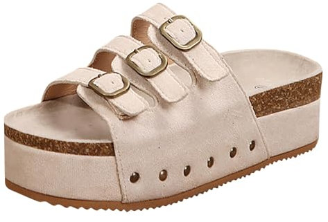 Sandalen Damen Sommer Wildleder Damensandalen Keilabsatz Plateausandalen Damen Mit Weichem Memory Foam Rutschfeste Keilsandalen Für Damen 3 Riemen Damenschuhe Chucks Schuhe Damen