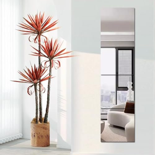 Specchi adesivi in acrilico a tutta lunghezza per pareti, 35 x 35 cm, grandi 4 pezzi, specchio HD, infrangibili, da applicare al trucco, specchio lungo per la casa, non in vetro, ideale per la stanza