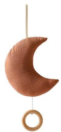 Baby Mobile Baby Windspiele Spieluhr mit Mond Mobile Handgefertigt Holz Gehäkelt Mobile Baby Neugeborene Bettglocke Anhänger zum Aufhängen Babybett Moon Mobile Geschenk für mädchen Jungen