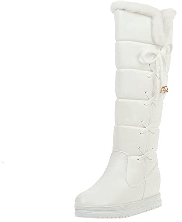 Winterstiefel Damen Wasserdicht GefüTtert - Overknees Stiefel PlüSch Warm Langschaft Modisch Winterschuhe Rutschfest Flache Stiefel Bequem Arbeiten Ski Outdoor Boots Flachestiefel