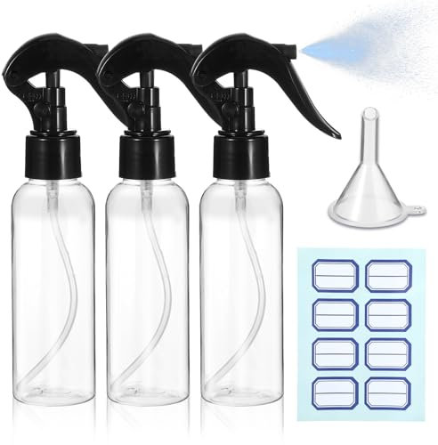 Gjinxi 3pcs Petite Bouteille Pulvérisation Bouteilles En Plastique Vides De 100ml De Brume Fine Bouteilles De Pulvérisation Empaty Rechargeables Avec Étiquettes En Entonnoir Contenants Rechargeable